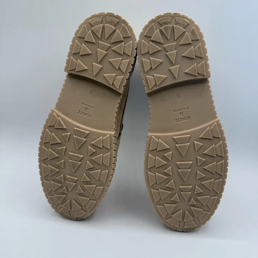 SCHUTZ Viola Croc Embossed Leather Chunky Slip On Loafers Size 8B